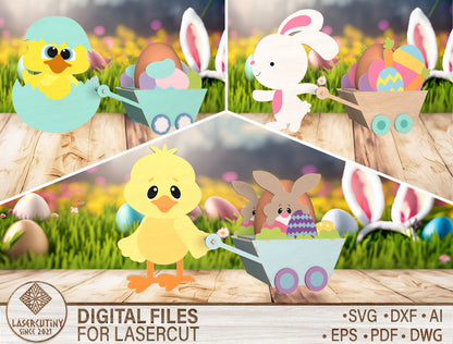 Easter Chick Bunny Basket SVG Spring Egg Holder for LightBurn and xTool