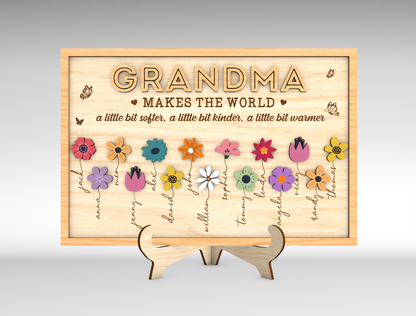 Custom Name Birth Flower Grandma Sign SVG for xTool and LightBurn
