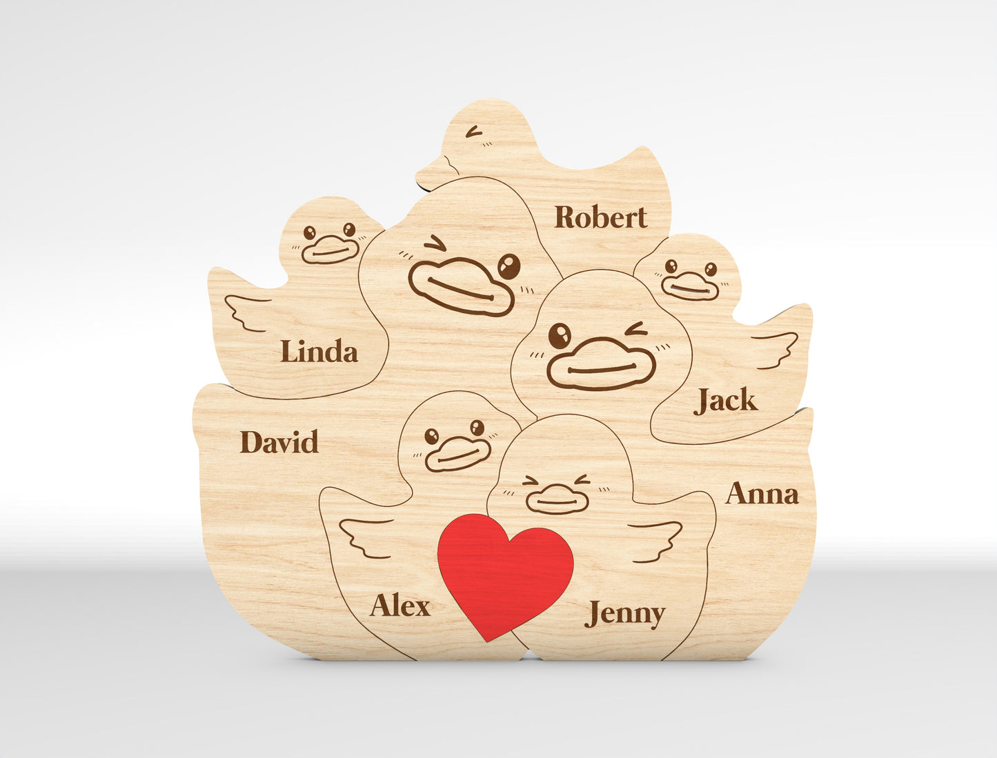 Personalized Family Duck Puzzle SVG for Glowforge and xTool