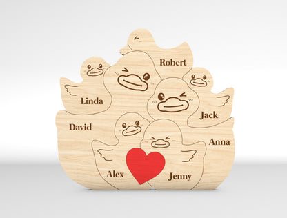 Personalized Family Duck Puzzle SVG for Glowforge and xTool