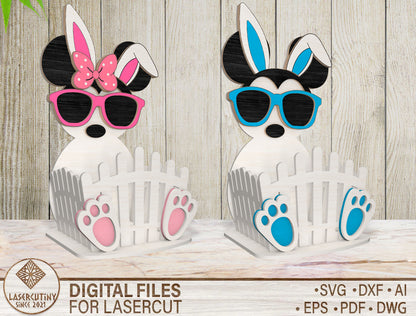 Easter Bunny Basket Sunglasses SVG Wooden Egg Holder for LightBurn and xTool