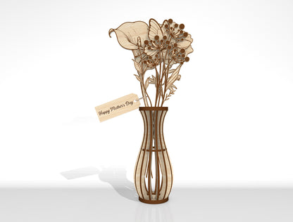 Slot-In Interchangeable Flower Vase SVG Laser Cut File for Glowforge and LightBurn