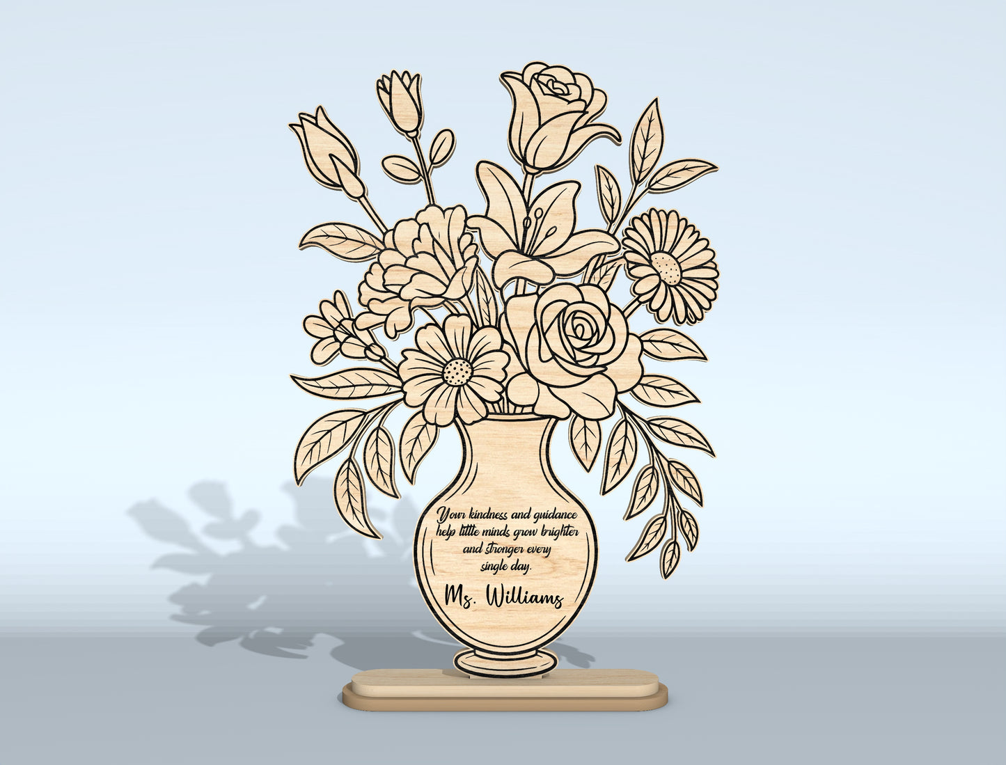Teacher Appreciation Flower Vase SVG Bundle Laser Cut File for Glowforge and xTool
