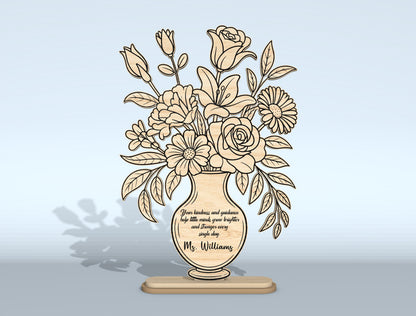 Teacher Appreciation Flower Vase SVG Bundle Laser Cut File for Glowforge and xTool
