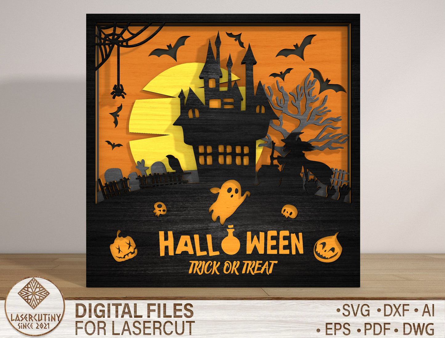 Halloween Haunted House Multilayer SVG for Glowforge xTool LightBurn