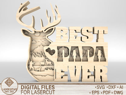 Best Dad Ever Deer Sign SVG Laser Cut File for LightBurn and Glowforge