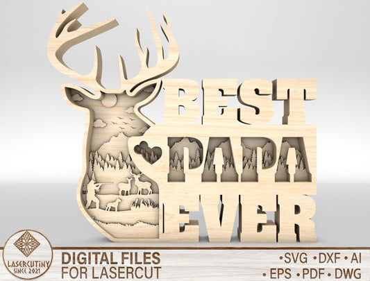 Best Dad Ever Deer Sign SVG Laser Cut File for LightBurn and Glowforge
