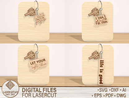 Christian Keychain SVG Bundle Bible Verse 24 Designs for LightBurn