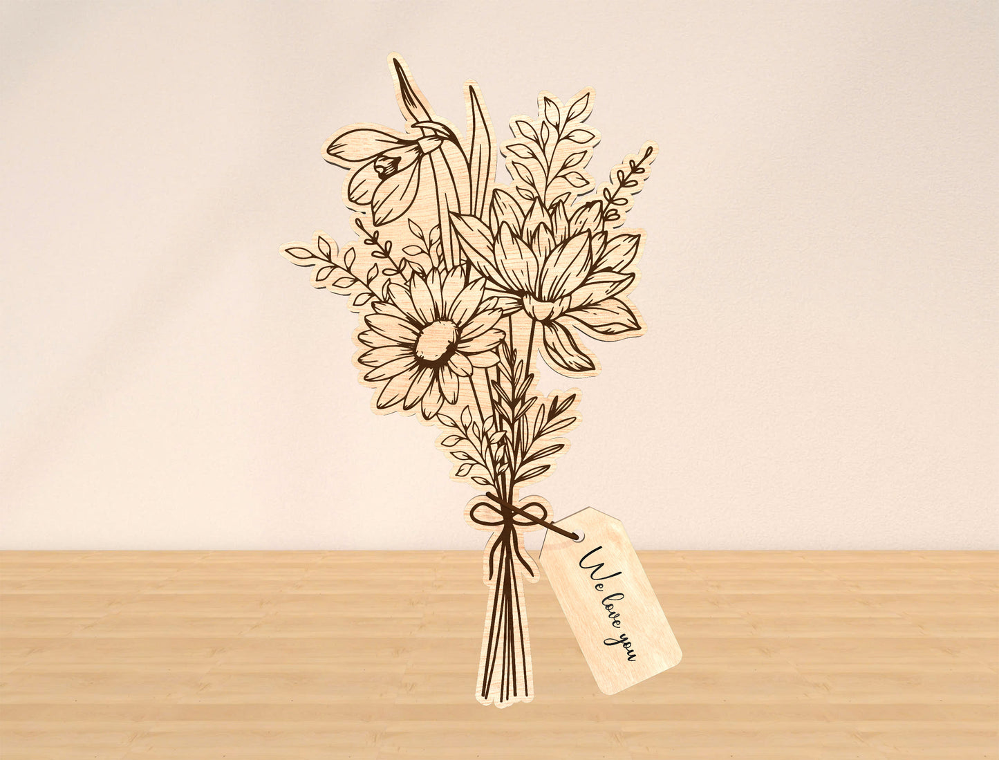 Flower Bouquet Sign SVG Bundle 10 Flowers 21 Tags for Glowforge and xTool