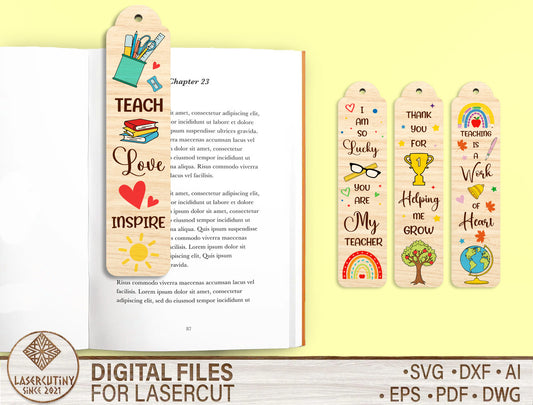 Teacher Bookmark SVG Laser Cut File for Glowforge and LightBurn