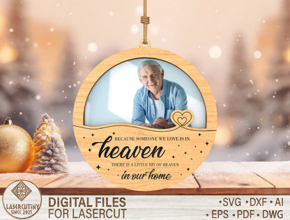Heaven Memorial Photo Ornament SVG Personalized Laser Cut File for Glowforge