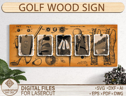 Golf Word Scene Art Sign SVG Laser Cut File for Glowforge and xTool
