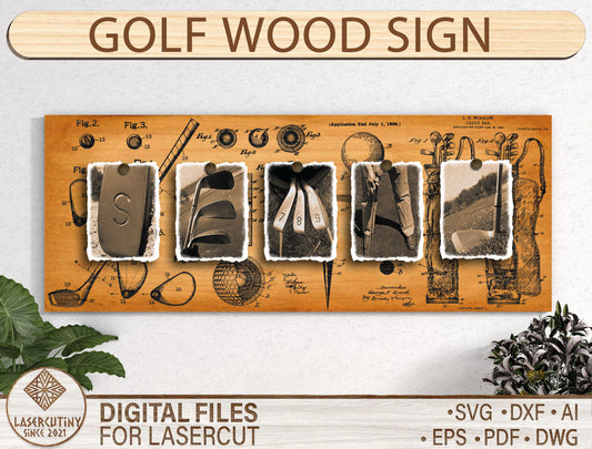 Golf Word Scene Art Sign SVG Laser Cut File for Glowforge and xTool
