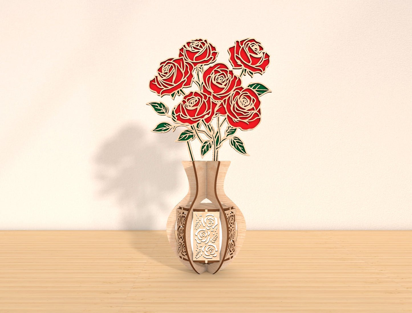 Rose Lantern SVG Romantic Candle Holder Laser Cut File for LightBurn and xTool