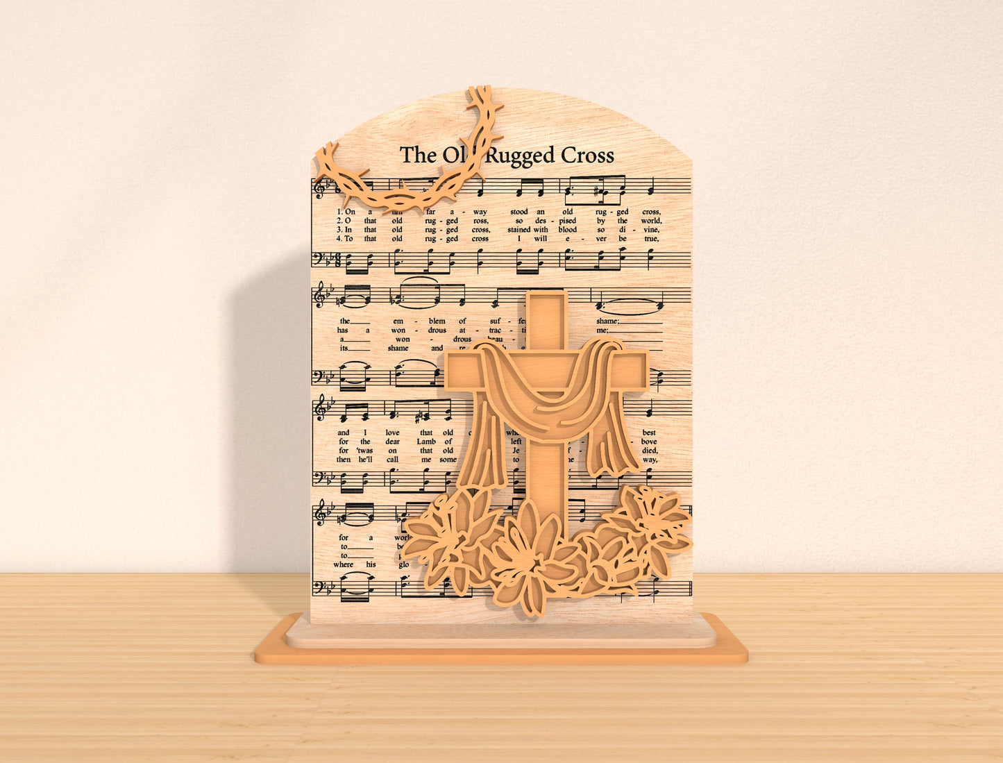 Multilayer Cross Hymn SVG Bundle Christian Music Sheet for Glowforge
