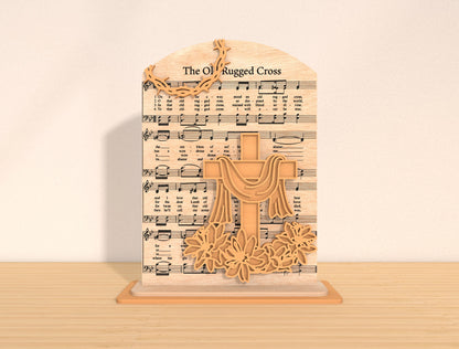 Multilayer Cross Hymn SVG Bundle Christian Music Sheet for Glowforge