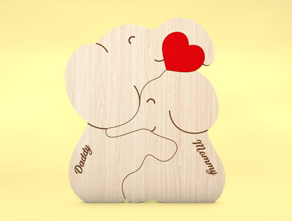 Custom Name Elephant Family Puzzle Sign SVG for Glowforge