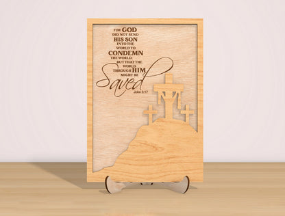 Christian Easter Tabletop Sign SVG He Is Risen Scripture for LightBurn