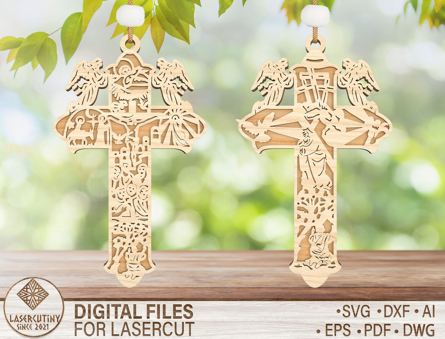 Christian Cross Ornament Multilayer SVG Bundle Religious for Glowforge and xTool