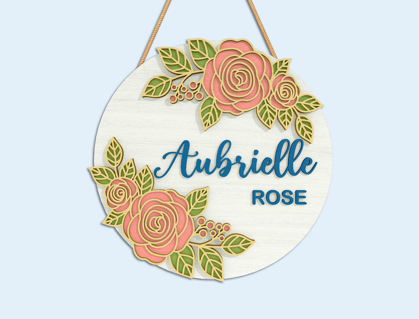 Floral Name Sign SVG Bundle Laser Cut File for Glowforge and xTool