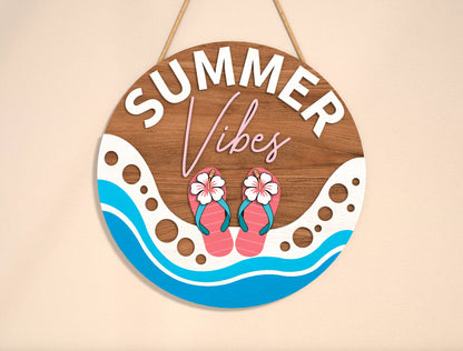 “Summer Vibes” Beach Door Sign SVG for Glowforge and LightBurn