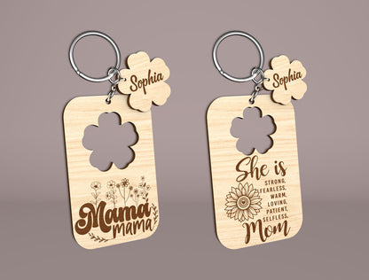 Mom Keychain SVG Bundle Mother's Day Wooden for Glowforge and xTool