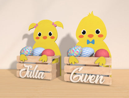 Personalized Bunny Easter Basket Holder SVG Bundle for Glowforge and xTool