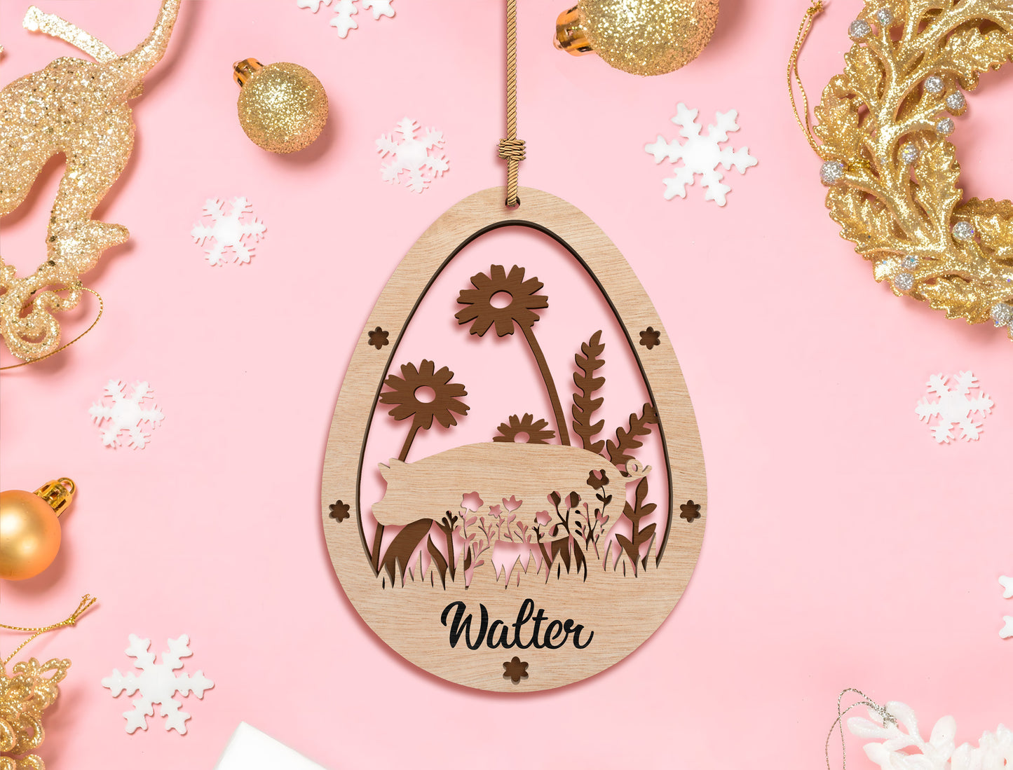Personalized Easter Egg Name Ornament SVG Custom for Glowforge and xTool