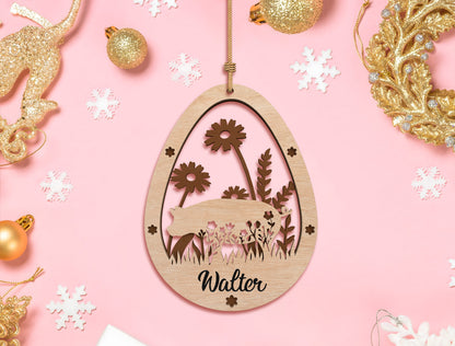 Personalized Easter Egg Name Ornament SVG Custom for Glowforge and xTool