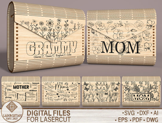 Mom Clutch Bag SVG Personalized Envelope Pouch for Glowforge