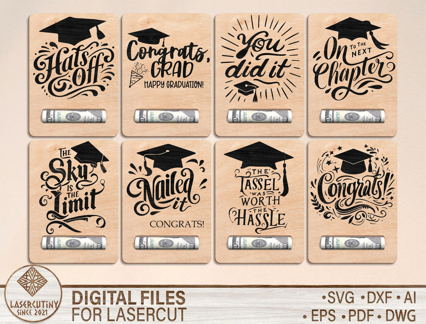 Graduation Money Holder SVG Bundle Laser Cut File for Glowforge Users