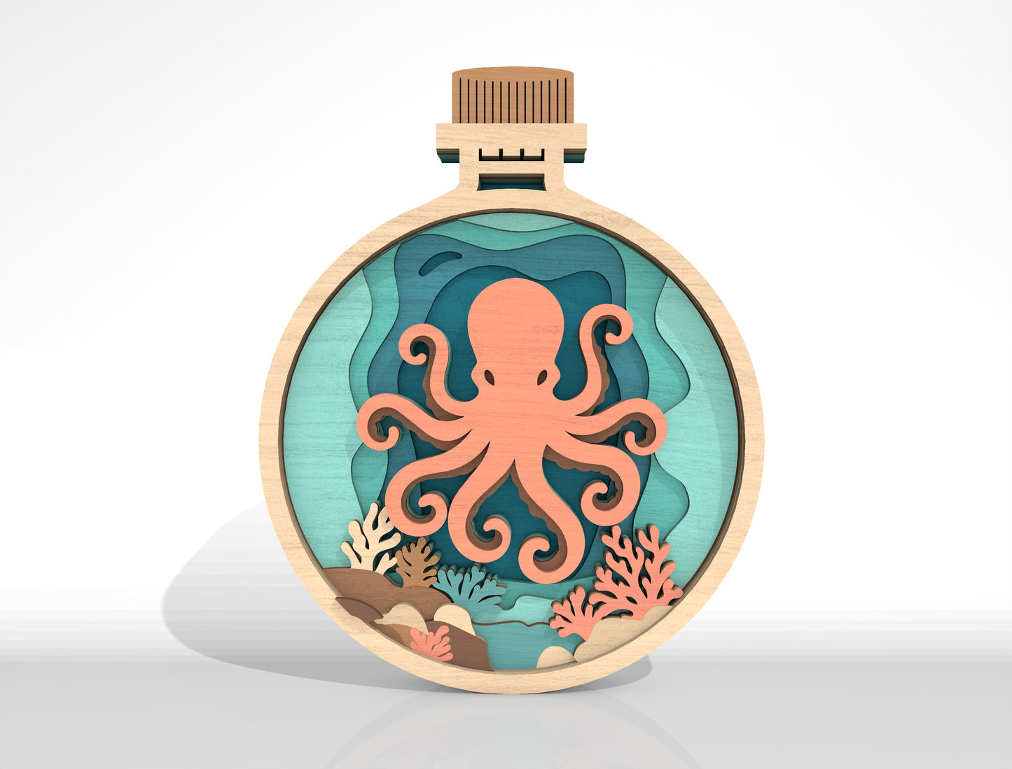 Ocean Bottle Multilayer Tabletop Sign SVG Bundle Laser Cut File for Glowforge and LightBurn