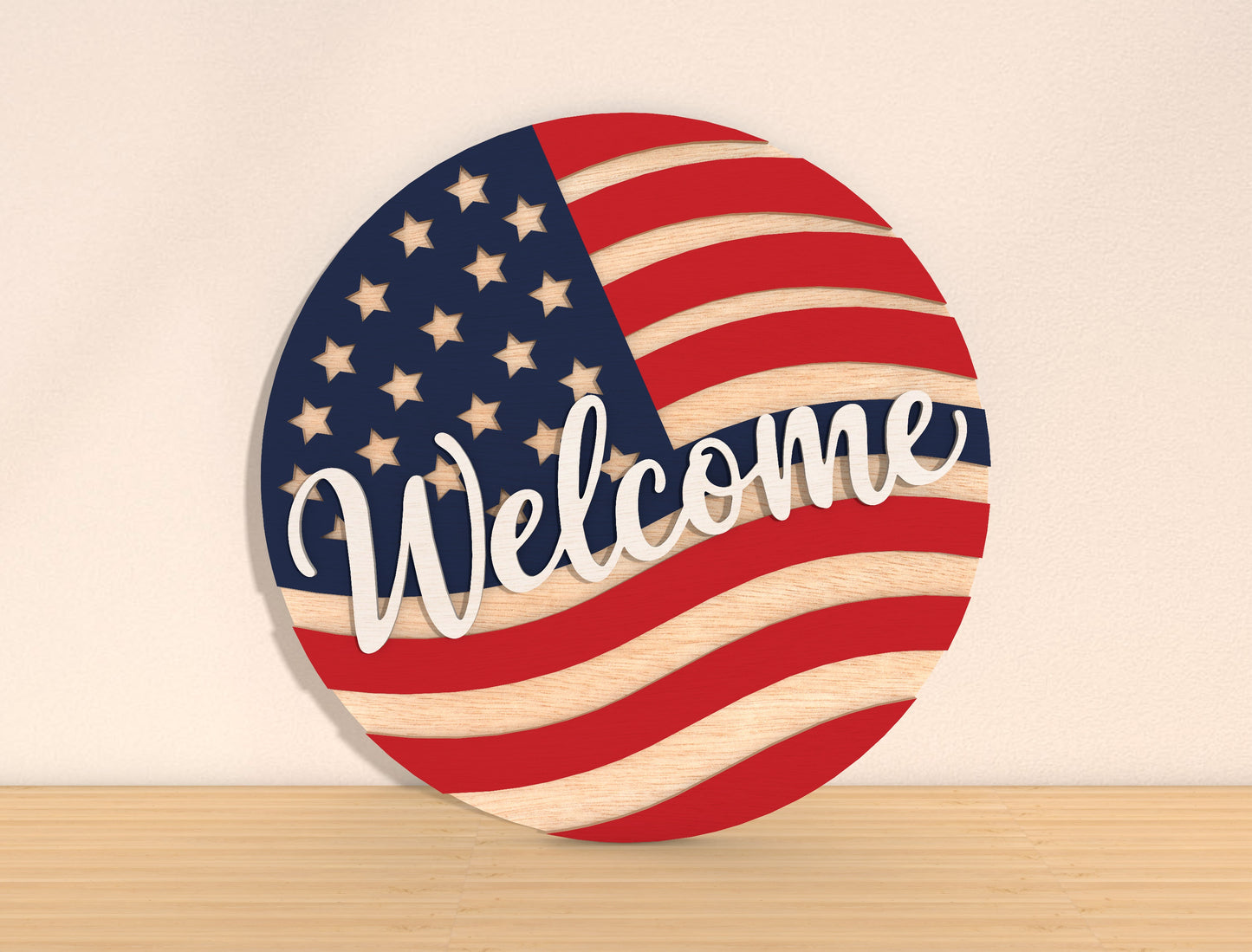 Patriotic Welcome Door Sign SVG for Glowforge, xTool, or LightBurn