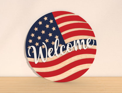 Patriotic Welcome Door Sign SVG for Glowforge, xTool, or LightBurn