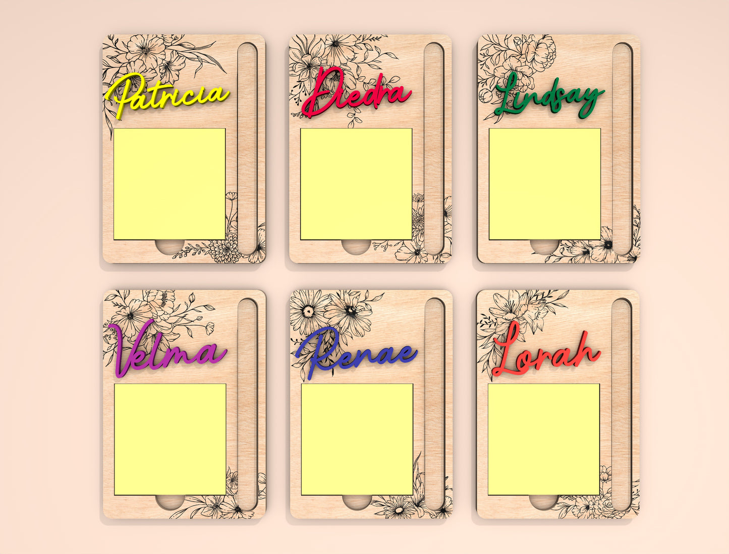 Personalized Teacher Sticky Note Holder SVG BundleLaser Cut File for Glowforge and xTool