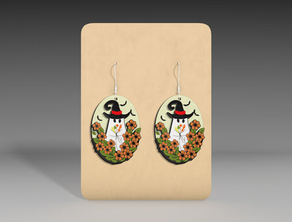 Halloween Floral Ghost Earrings SVG Bundle 3 Designs for xTool LightBurn