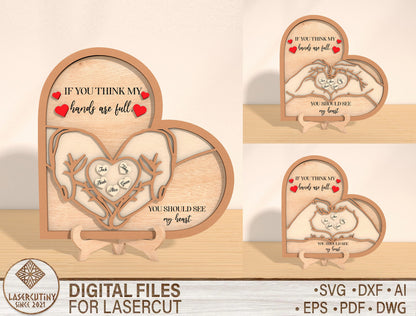 Personalized Hands Heart Family Name Sign SVG for LightBurn and xTool