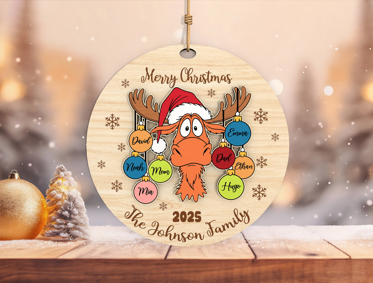 Personalized Moose Family Christmas Ornament SVG Laser Cut F 2