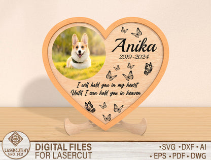 Dog Memorial Heart Photo Sign SVG for LightBurn and Glowforge