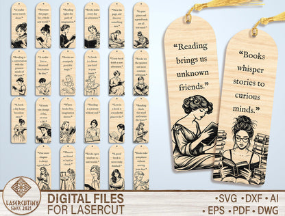 Reading Quote Bookmark SVG Bundle for Glowforge and xTool