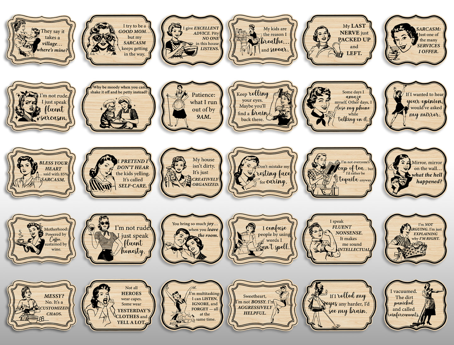 Vintage Woman Retro Lady Quote Magnet SVG Laser Cut File for Glowforge and xTool