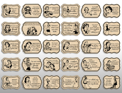 Vintage Woman Retro Lady Quote Magnet SVG Laser Cut File for Glowforge and xTool