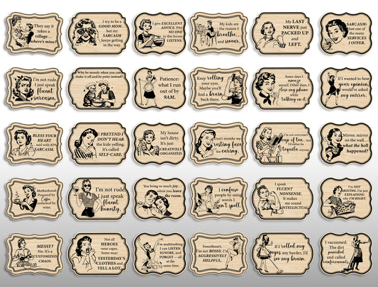 Vintage Woman Retro Lady Quote Magnet SVG Laser Cut File for Glowforge and xTool