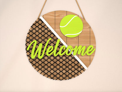Tennis Door Hanger Welcome SVG Laser Cut File for xTool and Glowforge