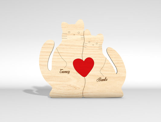Personalized Couple Cat Puzzle Sign SVG for Glowforge and xTool