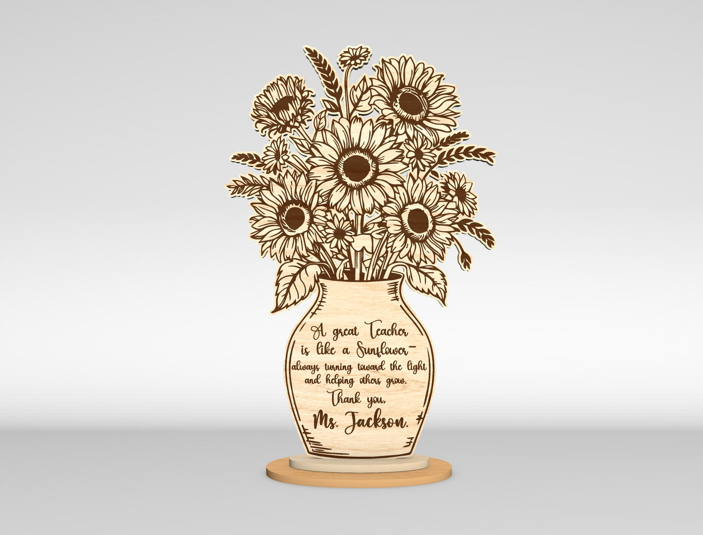 Teacher Flower Vase SVG Laser Cut File for Glowforge and LightBurn