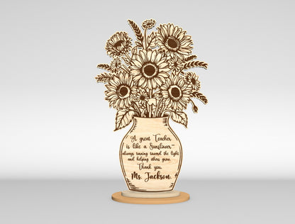 Teacher Flower Vase SVG Laser Cut File for Glowforge and LightBurn