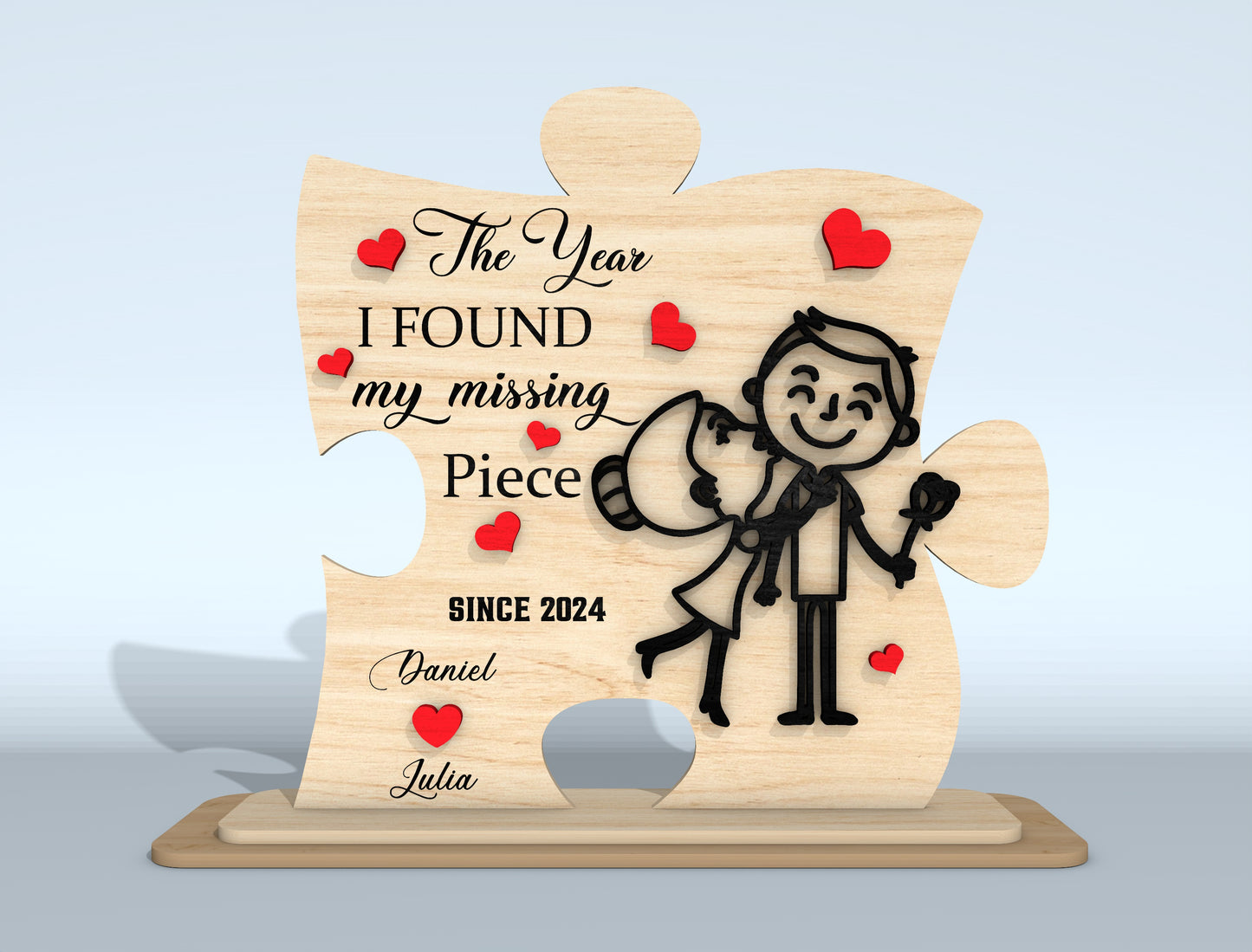 Personalized Puzzle Couple Plaque SVG Bundle Laser Cut File for Glowforge and xTool