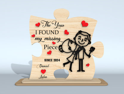Personalized Puzzle Couple Plaque SVG Bundle Laser Cut File for Glowforge and xTool