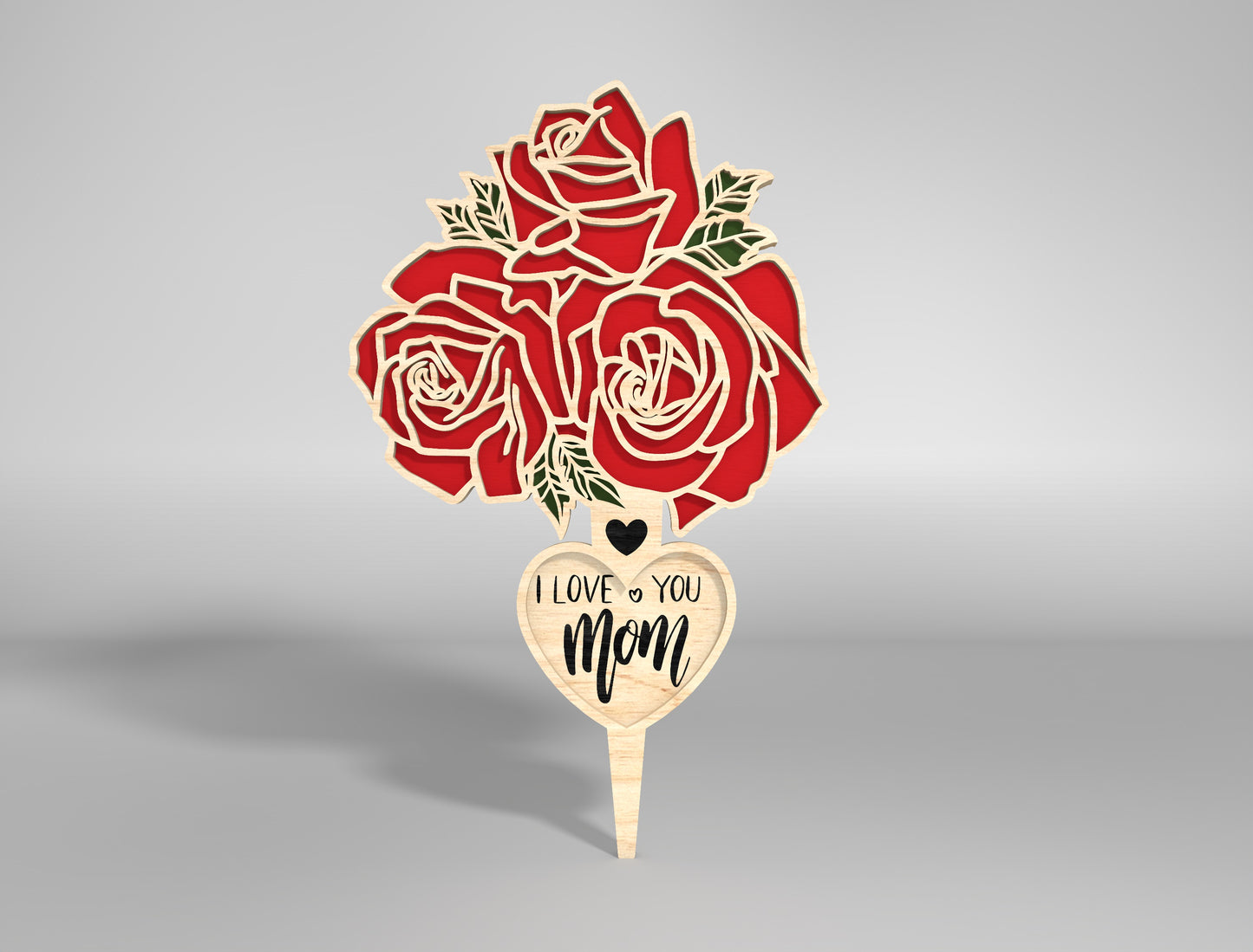 Rose Bouquet Plant Stake SVG Mother's Day Garden for Glowforge